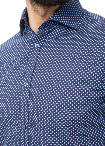 Темно-синяя кэжуал рубашка в горошек VD One с коротким рукавом