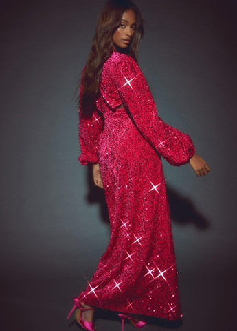 Рожева святковий, вечірня сукня Boohoo однотонна