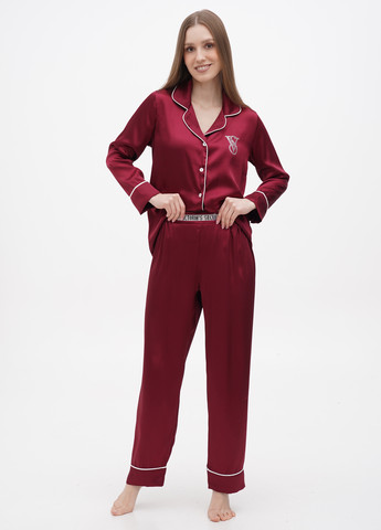 Бордовая всесезон пижама (рубашка, брюки) рубашка + брюки No Brand