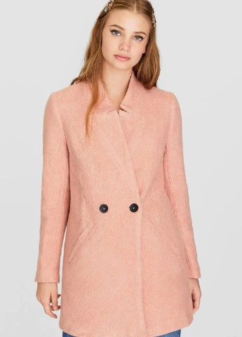 Розовое демисезонное Пальто двубортное Stradivarius