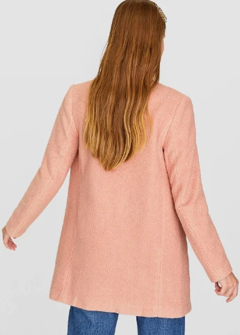 Розовое демисезонное Пальто двубортное Stradivarius
