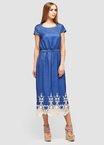 Синее кэжуал платье DANNA с абстрактным узором