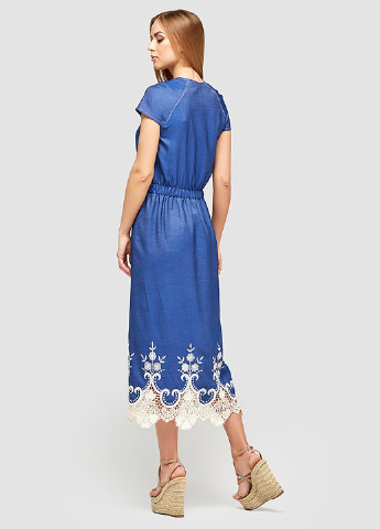 Синее кэжуал платье DANNA с абстрактным узором