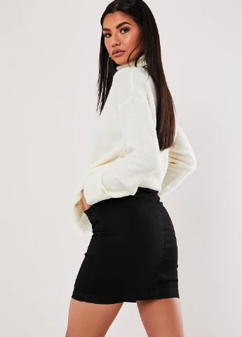 Черная джинсовая однотонная юбка Missguided