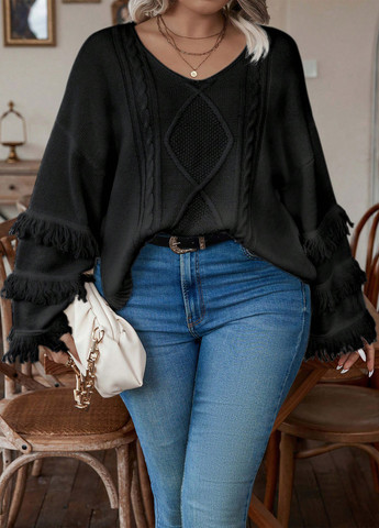 Чорний демісезонний пуловер пуловер SHEIN