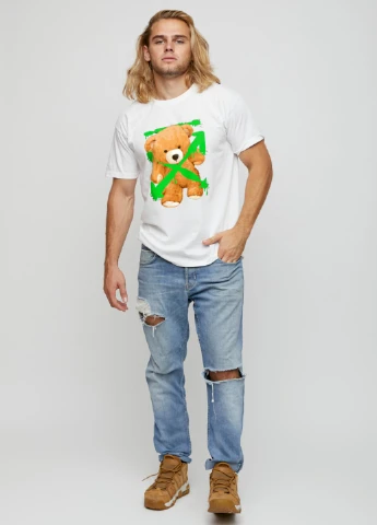 Біла футболка чоловіча basic /air print/ YAPPI