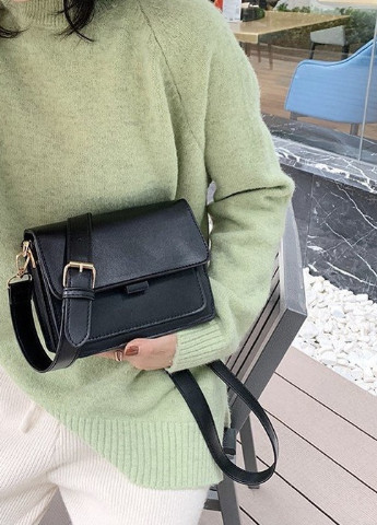 Женская классическая сумочка на ремне кросс-боди на три отдела черная NoName (251204135)