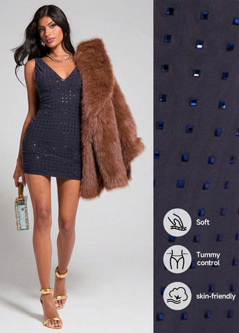 Чорна коктейльна, вечірня сукня силуетна SHEIN однотонна