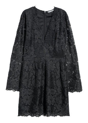 Черное коктейльное платье а-силуэт H&M однотонное