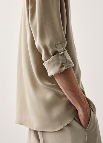 Бежевая кэжуал рубашка однотонная H&M