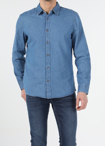 Светло-синяя джинсовая рубашка однотонная Colin's