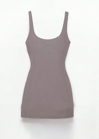 Сіро-бежева кежуал сукня з відкритою спиною SHEIN однотонна