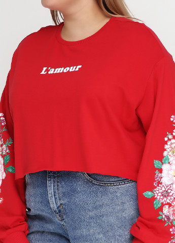 Свитшот H&M - крой цветочный красный кэжуал - (112121319)
