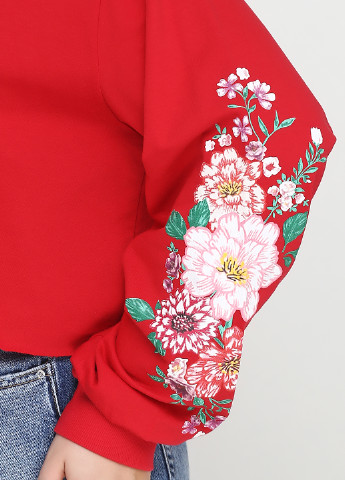 Свитшот H&M - крой цветочный красный кэжуал - (112121319)