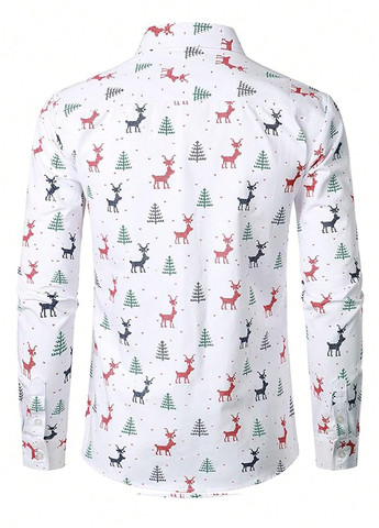 Белая кэжуал рубашка новогодний SHEIN