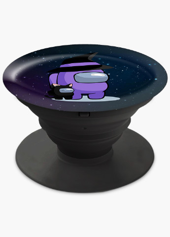 Попсокет (Popsockets) тримач для смартфону Амонг Ас Фіолетовий (Among Us Violet) (8754-2423) Чорний MobiPrint (216836574)