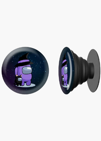 Попсокет (Popsockets) тримач для смартфону Амонг Ас Фіолетовий (Among Us Violet) (8754-2423) Чорний MobiPrint (216836574)