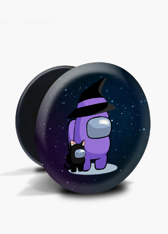 Попсокет (Popsockets) тримач для смартфону Амонг Ас Фіолетовий (Among Us Violet) (8754-2423) Чорний MobiPrint (216836574)