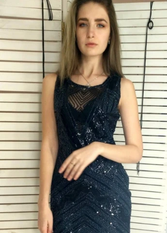 Синя вечірня плаття, сукня футляр FashionYouWant однотонна