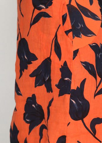 Оранжевое кэжуал платье Puro Lino с цветочным принтом