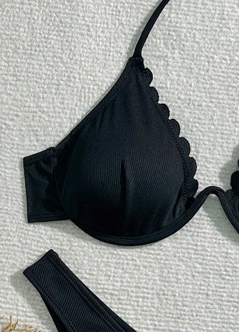 Черный летний купальник (лиф, трусики) раздельный, бикини SHEIN