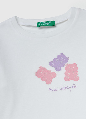 Белый демисезонный кэжуал лонгслив United Colors of Benetton с рисунком