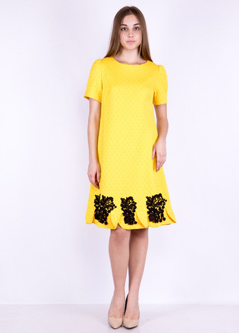 Желтое кэжуал платье а-силуэт Time of Style однотонное