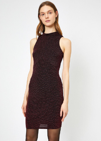 Бордова коктейльна плаття, сукня футляр KOTON з абстрактним візерунком