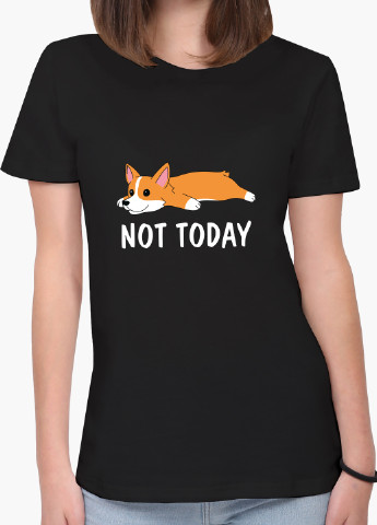 Чорна демісезон футболка жіноча не сьогодні (not today) (8976-2019) xxl MobiPrint