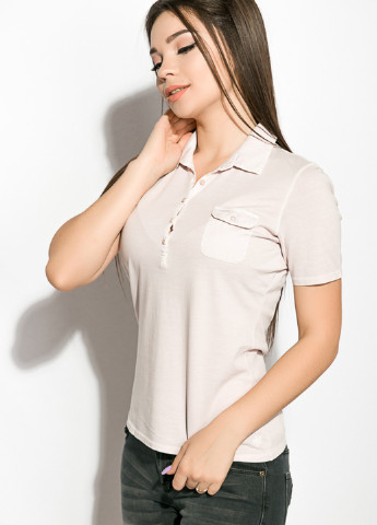 Светло-бежевая женская футболка-поло Time of Style однотонная
