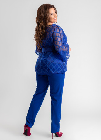 Костюм (топ, блуза, брюки) Charm Collection брючный однотонный синий кэжуал