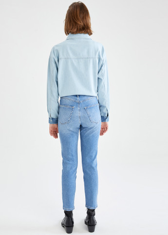 Джинси DeFacto завужені, вкорочені однотонні блакитні джинсові бавовна