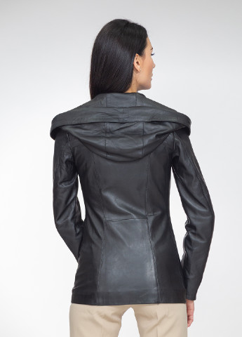 Чорна демісезонна шкіряна куртка-трансформер Шикарные меха