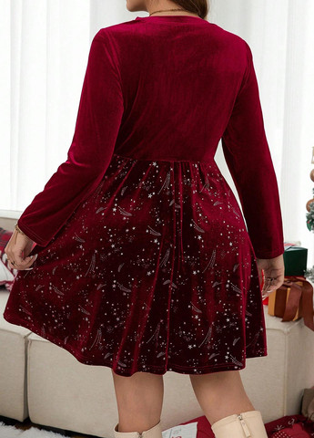 Бордова святковий, кежуал сукня кльош SHEIN однотонна