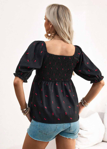 Чорна блуза для вагітних з баскою SHEIN