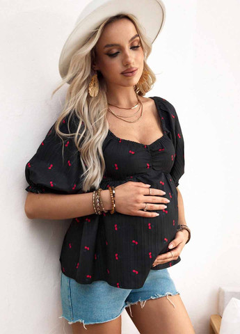 Чорна блуза для вагітних з баскою SHEIN