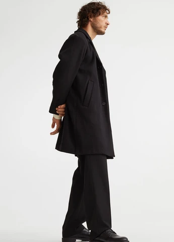 Черное демисезонное Пальто однобортное H&M