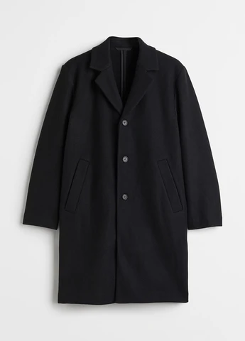 Черное демисезонное Пальто однобортное H&M
