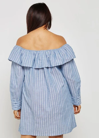 Голубое кэжуал платье Missguided в полоску
