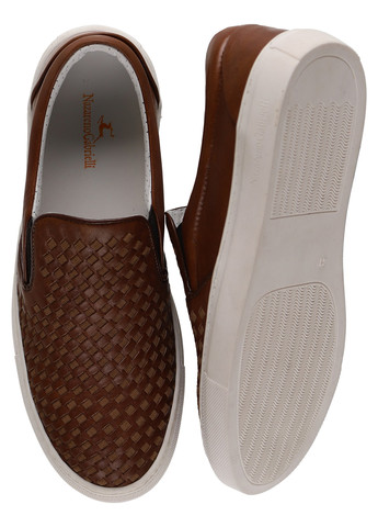 Коричневые туфли Nazarenogabrielli плетение, с логотипом, с тиснением