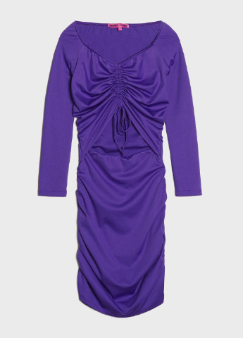 Фиолетовое коктейльное платье с лифом на кулиске и длинными рукавами KASTA design однотонное