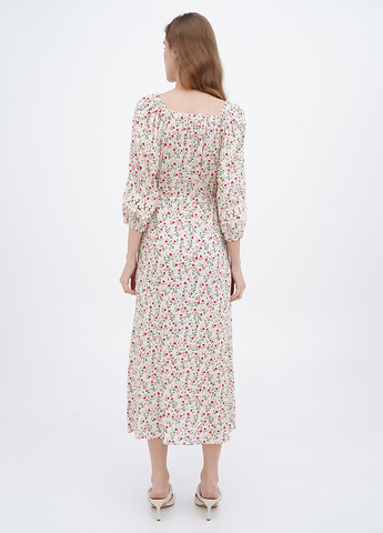 Молочное кэжуал платье а-силуэт Ruta-S с цветочным принтом
