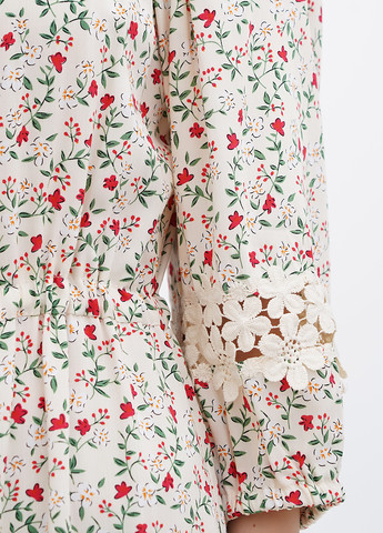 Молочное кэжуал платье а-силуэт Ruta-S с цветочным принтом