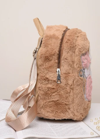 Рюкзак хутряний дитячий з котиками коричневий Let's Shop (254369866)