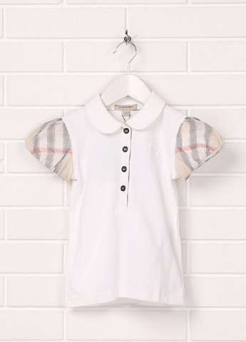 Белая детская футболка-блуза для девочки Burberry однотонная