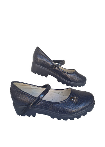 Темно-синие туфли на низком каблуке No Brand