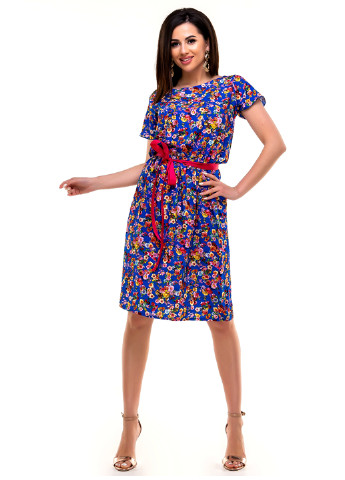 Синее кэжуал платье Zukat с цветочным принтом