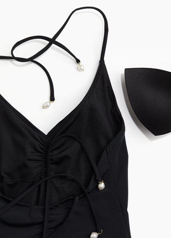 Черный летний купальник слитный H&M