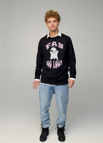 Чорний свитшот мужской oversize /no flis/ YAPPI малюнок (254557494)