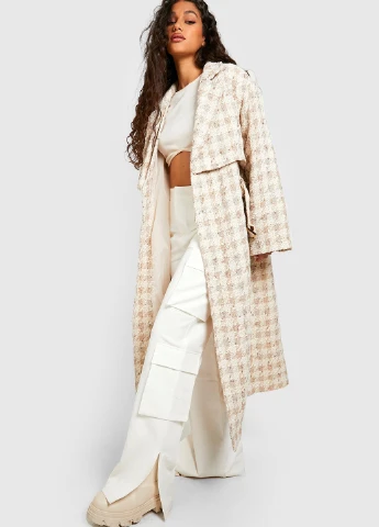 Бежевое демисезонное Пальто оверсайз Boohoo